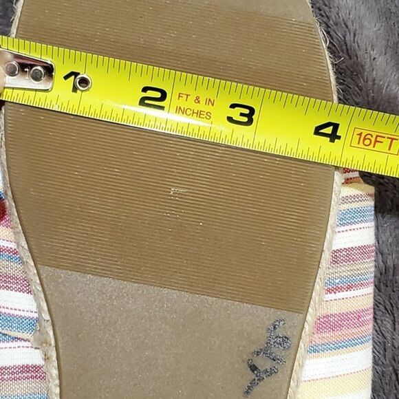 A.N.A. WOMEN'S Size 11 Flat SANDALS Striped Bow Pastel Rainbow Slip On Slide - Picture 5 of 6